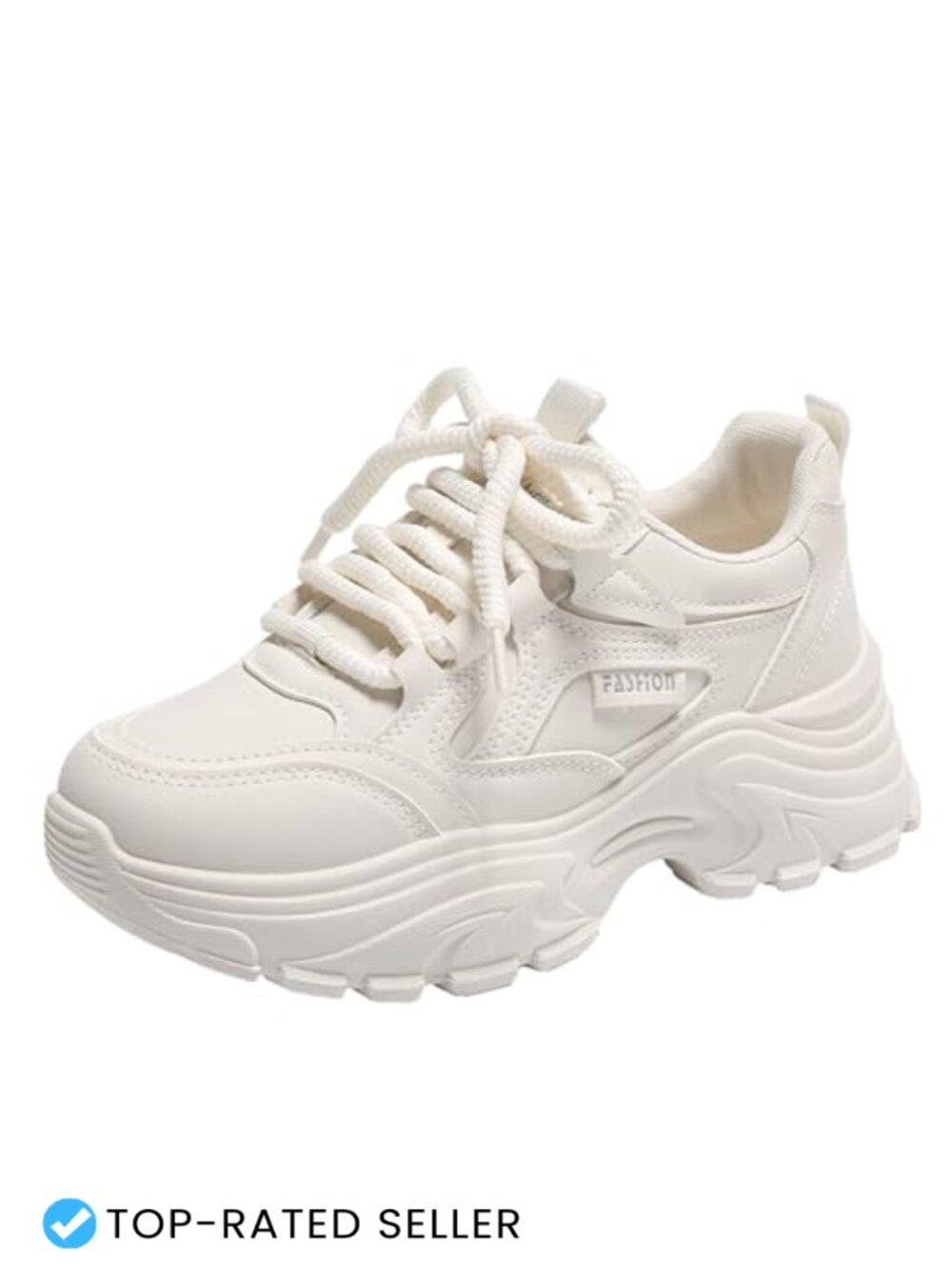 Chunky Platform Sneakers Women White Leather Casual Dad Shoes Non-Slip